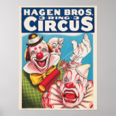 Zirkusposter mit Clown-Gesichtern und Feuerriss Poster (Vorne)