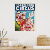 Zirkusposter mit Clown-Gesichtern und Feuerriss Poster (Küche)
