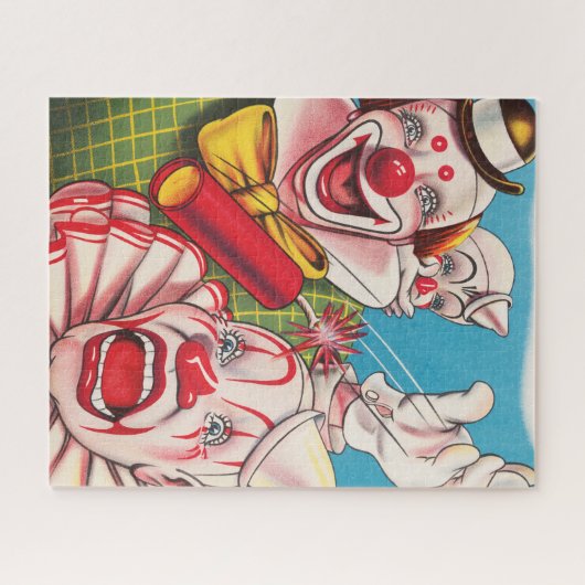 Zirkusposter mit Clown-Gesichtern und Feuerriss Puzzle (Horizontal)