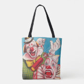 Zirkusposter mit Clown-Gesichtern und Feuerriss Tasche (Rückseite)