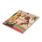 Zirkusposter mit Clowns mit Darstellenden Hunden Fliese (Seite)