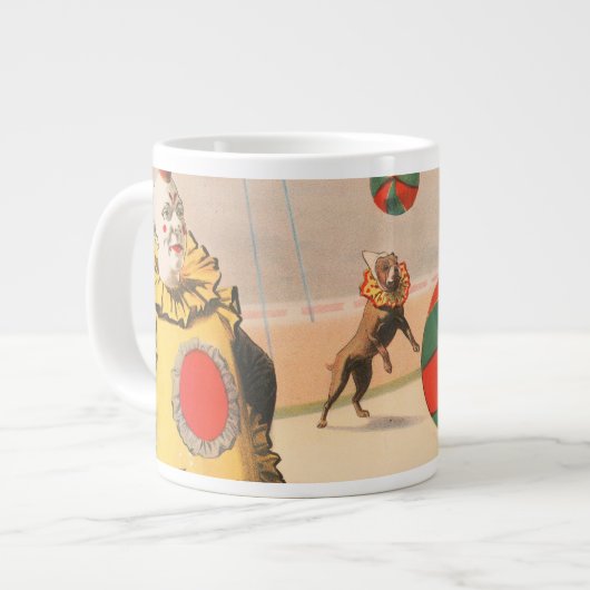 Zirkusposter mit Clowns mit Darstellenden Hunden Jumbo-Tasse (Vorderseite Links)