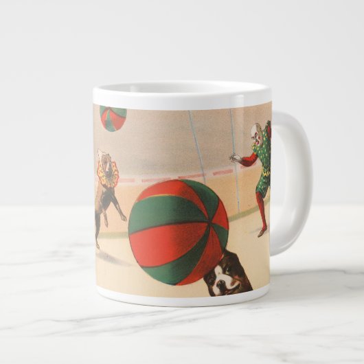Zirkusposter mit Clowns mit Darstellenden Hunden Jumbo-Tasse (Vorderseite Rechts)