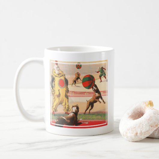 Zirkusposter mit Clowns mit Darstellenden Hunden Kaffeetasse (Mit Donut)