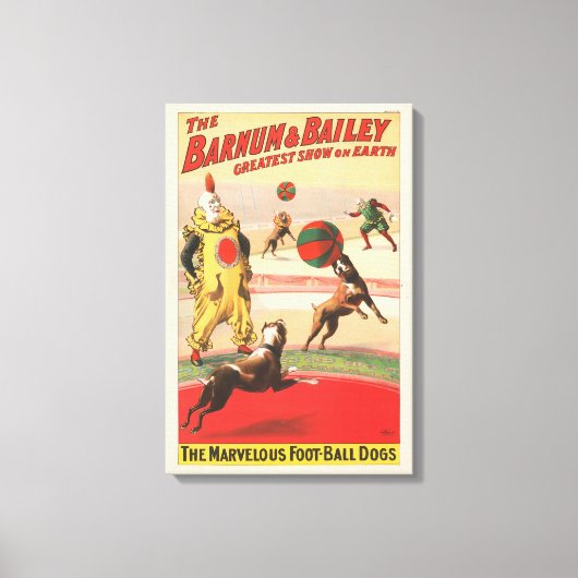 Zirkusposter mit Clowns mit Darstellenden Hunden Leinwanddruck (Vorderseite)