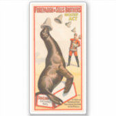 Zirkusposter mit einer Seelenlion, die Hasen fängt Aufkleber (Vorderseite)