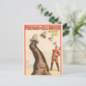 Zirkusposter mit einer Seelenlion, die Hasen fängt Postkarte (Stehend Vorderseite)