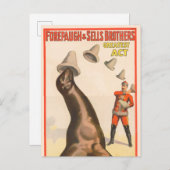 Zirkusposter mit einer Seelenlion, die Hasen fängt Postkarte (Vorne/Hinten)