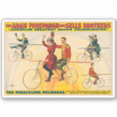 Zirkusposter mit Fahrradfahrern auf der Zackenbühn Aufkleber (Vorderseite)