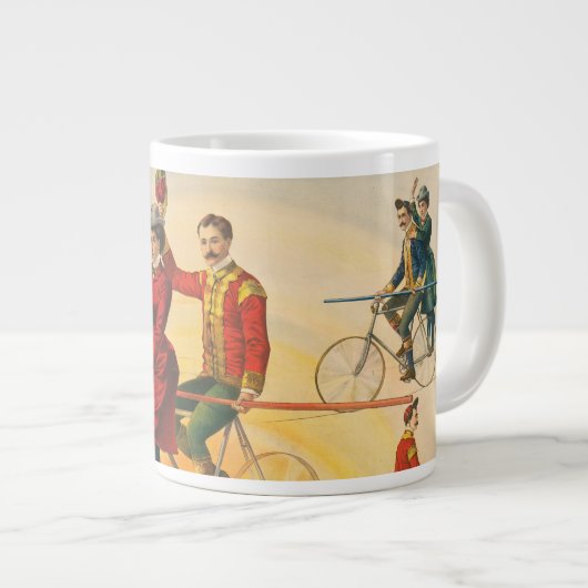Zirkusposter mit Fahrradfahrern auf der Zackenbühn Jumbo-Tasse (Vorderseite Rechts)