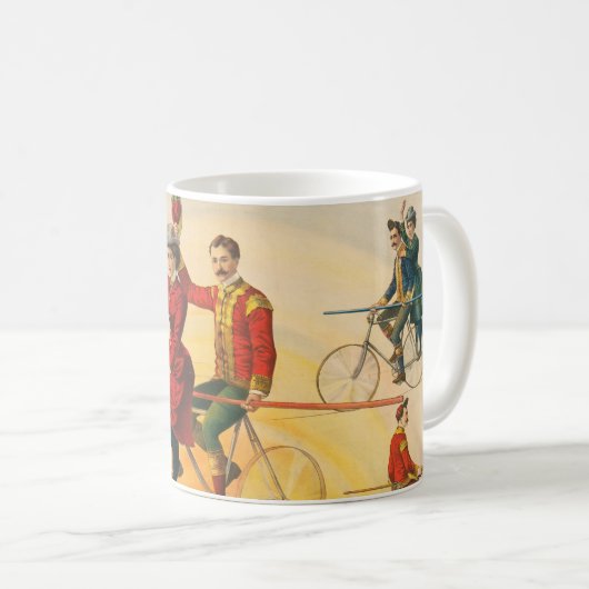 Zirkusposter mit Fahrradfahrern auf der Zackenbühn Kaffeetasse (VorderseiteRechts)