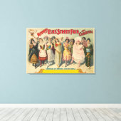 Zirkusposter mit Frauen in nationalen Kostümen Leinwanddruck (Insitu (Holzboden))