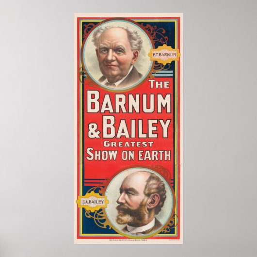 Zirkusposter mit Portraits von Barnum & Bailey Poster (Vorne)