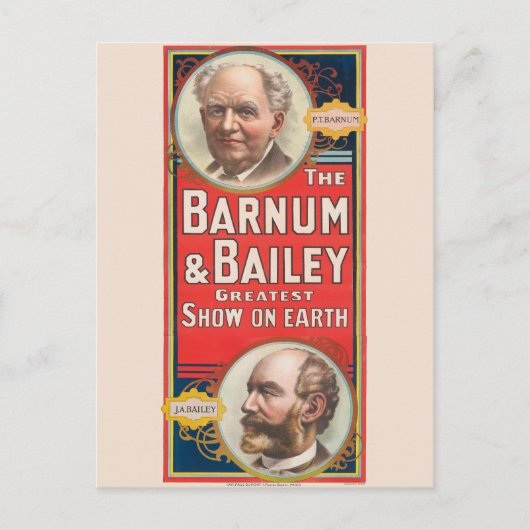 Zirkusposter mit Portraits von Barnum & Bailey Postkarte (Vorderseite)