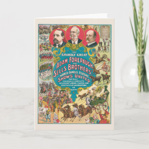 Zirkusposter mit vielen Zirkusszenen Karte