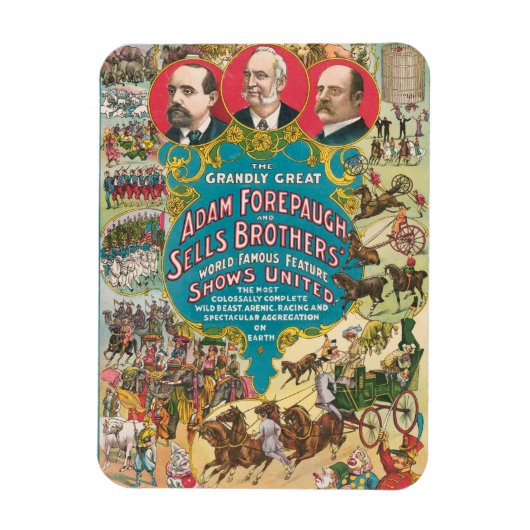 Zirkusposter mit vielen Zirkusszenen Magnet (Vertikal)