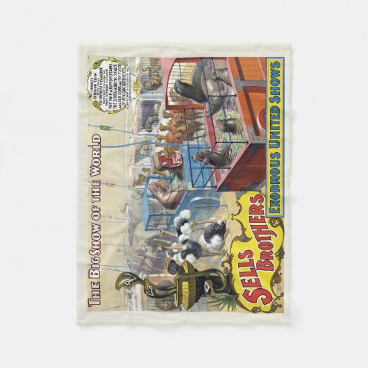 Zirkusposter mit Wildtieren in Käfigen Fleecedecke (Vorderseite)