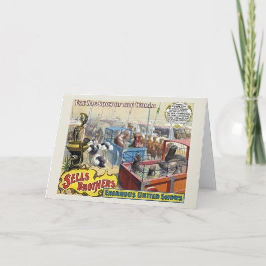 Zirkusposter mit Wildtieren in Käfigen Karte (Vorderseite)