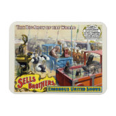 Zirkusposter mit Wildtieren in Käfigen Magnet (Horizontal)