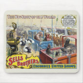 Zirkusposter mit Wildtieren in Käfigen Mousepad (Vorne)