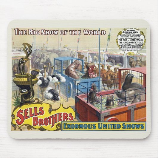 Zirkusposter mit Wildtieren in Käfigen Mousepad (Vorne)