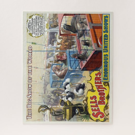 Zirkusposter mit Wildtieren in Käfigen Puzzle (Vertikal)