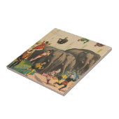 Zirkusposter von Acrobaten, die über Elefanten spr Fliese (Seite)