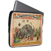 Zirkusposter von Acrobaten, die über Elefanten spr Laptopschutzhülle (Vorne Rechts)