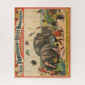 Zirkusposter von Acrobaten, die über Elefanten spr Puzzle (Vertikal)