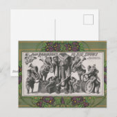 Zirkusposter von Elefanten, die Instrumente spiele Postkarte (Vorne/Hinten)