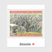 Zirkusposter von Elefanten und Tieren in Käfigen Aufkleber (Blatt)