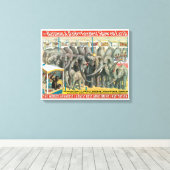 Zirkusposter von Elefanten und Tieren in Käfigen Leinwanddruck (Insitu (Holzboden))