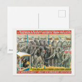 Zirkusposter von Elefanten und Tieren in Käfigen Postkarte (Vorne/Hinten)