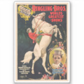 Zirkusposter von Frau Ada Castello auf einem Pferd Aufkleber (Vorderseite)