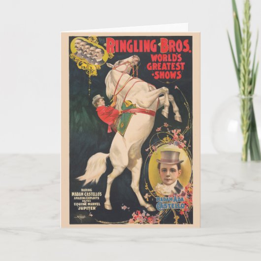 Zirkusposter von Frau Ada Castello auf einem Pferd Karte (Vorderseite)