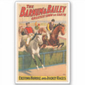 Zirkusposter von Jockeys auf Pferden, die eine Hec Aufkleber (Vorderseite)