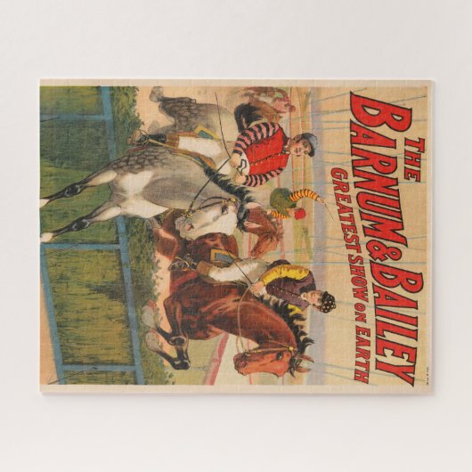 Zirkusposter von Jockeys auf Pferden, die eine Hec Puzzle (Horizontal)