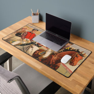 Zirkusposter von Jockeys auf Pferden, die eine Hec Schreibtischunterlage