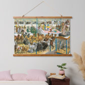 Zirkusposter von Menschen unterschiedlicher Nation Wandteppich Mit Holzrahmen (Schlafzimmer)