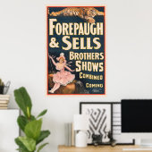 Zirkusposter von Tiger und Frauen auf Pferden Poster (Heimbüro)