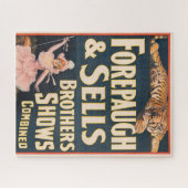 Zirkusposter von Tiger und Frauen auf Pferden Puzzle (Horizontal)