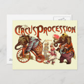 Zirkusprozession Elefantenantik Kunst Postkarte (Vorne/Hinten)