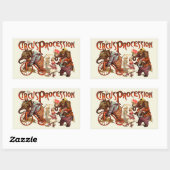 Zirkusprozession Elefantenantik Kunst Rechteckiger Aufkleber (Blatt)