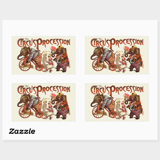 Zirkusprozession Elefantenantik Kunst Rechteckiger Aufkleber (Blatt)