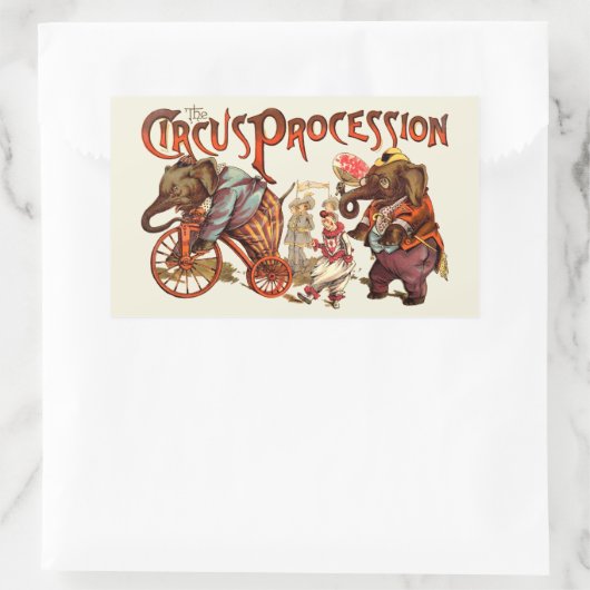 Zirkusprozession Elefantenantik Kunst Rechteckiger Aufkleber (Tasche)