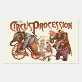 Zirkusprozession Elefantenantik Kunst Rechteckiger Aufkleber (Vorderseite)