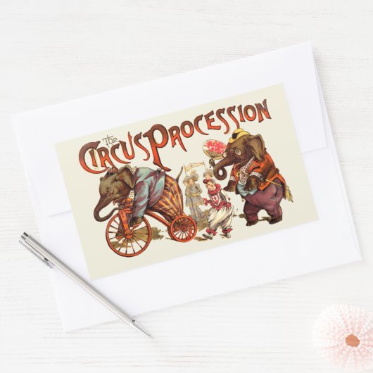 Zirkusprozession Elefantenantik Kunst Rechteckiger Aufkleber (Umschlag)