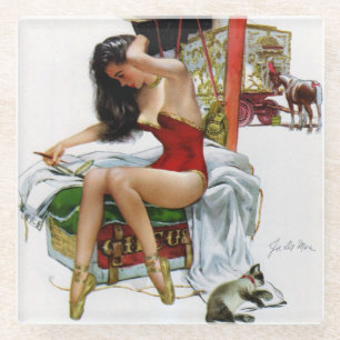 Zirkusschönheit Vintage Art Pin-Up Mädchen Glasuntersetzer