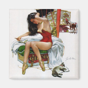 Zirkusschönheit Vintage Art Pin-Up Mädchen Magnet