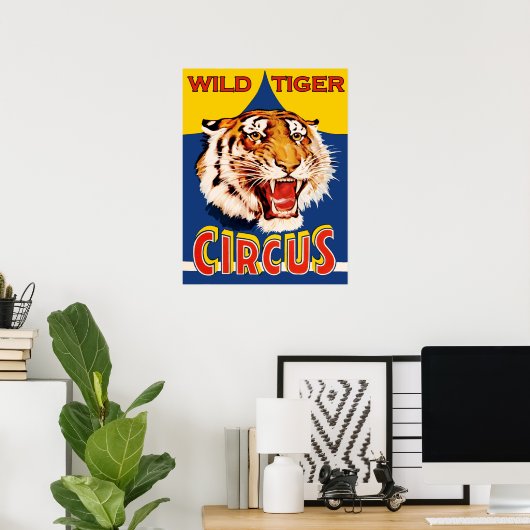 Zirkusshow, Wildtiger, Vintag Poster (Heimbüro)